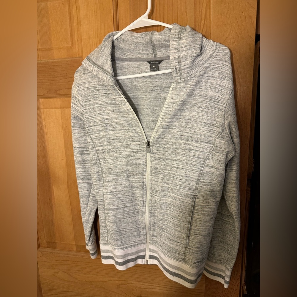 Eddie Bauer Women’s Gray Zip-Up Sweatshirt - Size: Small